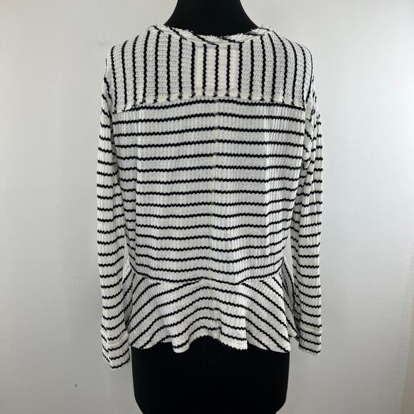 We the Free People White Black Stripes Cotton Knit Peplum Top Women's Small S - Picture 4 of 9